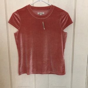 Madewell NWT Salmon pink velvet top.